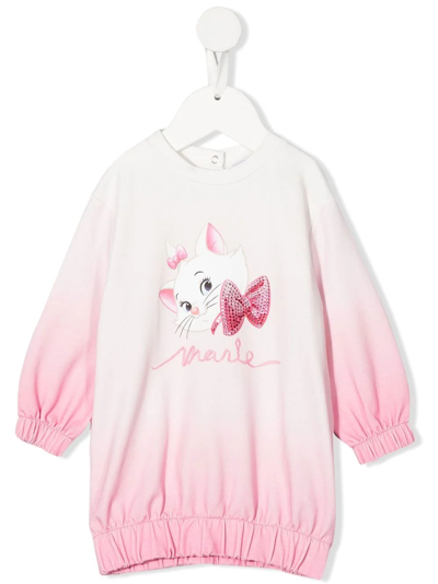Monnalisa Babies' Cat-print Jumper Dress In Pink