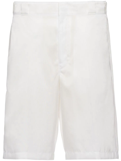 Prada Re-nylon Logo Plaque Shorts In White