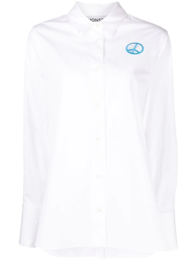 Monse Cut-out Peace Stretch-cotton Shirt In White