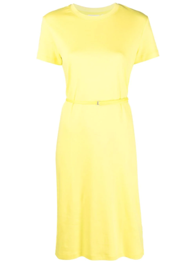 Calvin Klein 束腰短袖t恤式连衣裙 In Yellow