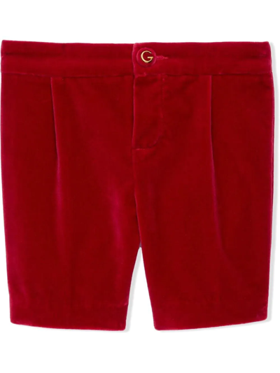 Gucci Baby Cotton Velvet Shorts In Red