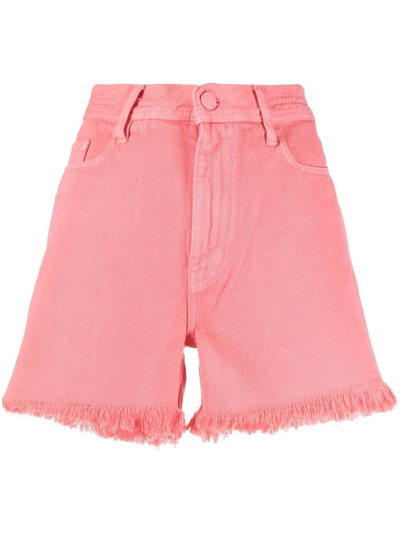 Jacob Cohen Bella Frayed-hem Shorts In Pink