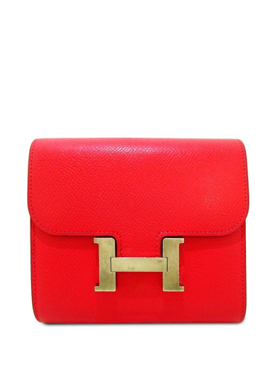 Pre-owned Hermes  Constance Flap Wallet In Red