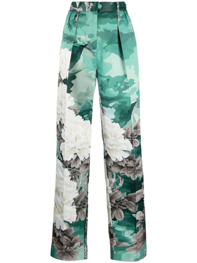 Act N°1 Floral-print High-waist Trousers In White