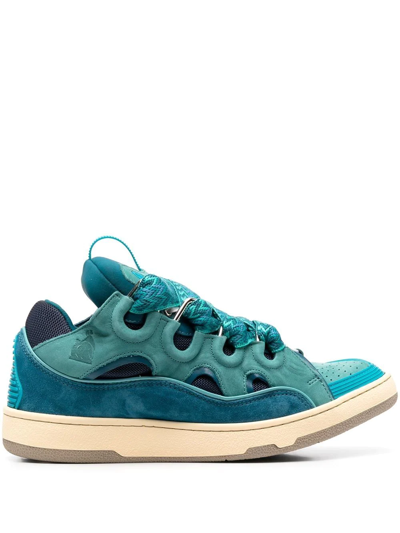 Lanvin Panelled-detail Lace-up Sneakers In Blue