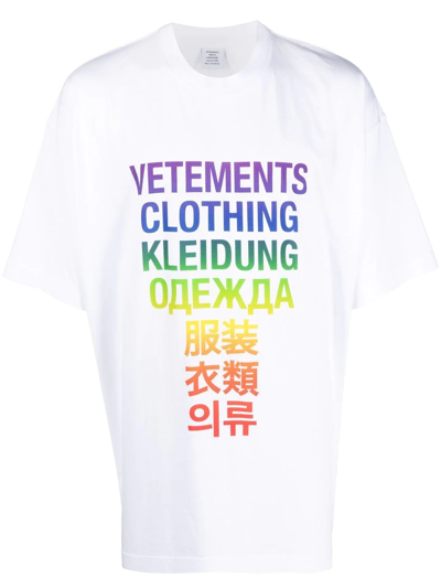 Vetements Translation印花棉质平纹针织t恤 In White