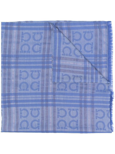 Ferragamo Graphic-print Scarf In Blue