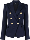Balmain Double-breasted Lapel Suit Jacket In Marine