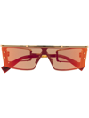 Balmain Monogram-shield Square-frame Sunglasses In Gold