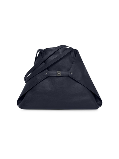Akris Ai Medium Soft Leather Shoulder Bag In Navy