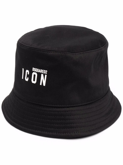Dsquared2 Logo-print Bucket Hat In Black White (black)