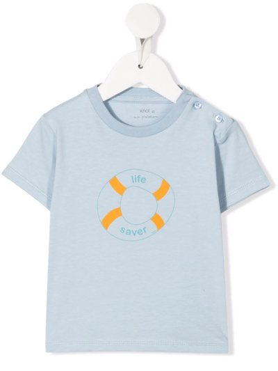 Knot Babies' Life Saver Print T-shirt In Blue