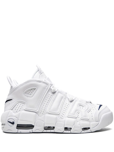Nike Air More Uptempo 96 Leather And Mesh Trainers In White /midnight Navy White Midnight Navy