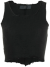 MARC LE BIHAN RAW-EDGE CROPPED TOP