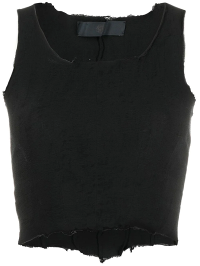 Marc Le Bihan Raw-edge Cropped Top In Black