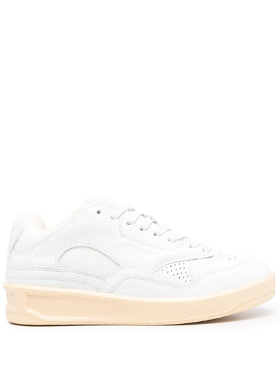 Jil Sander Low-top Panelled Vulcanised-sole Sneakers In White