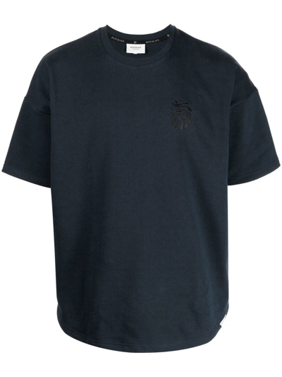 Bape Black *a Bathing Ape® Logo-embroidered Cotton T-shirt In Blau