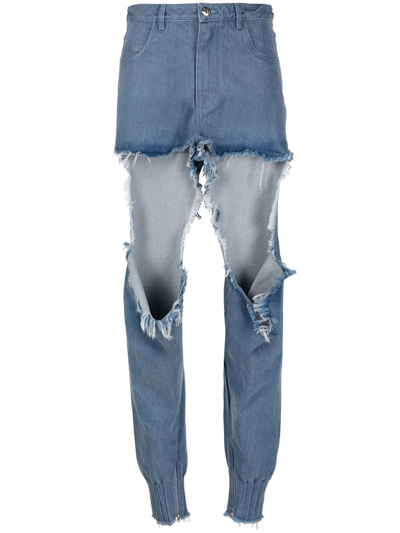 Marques' Almeida High-waisted Cut-out Jeans In Blue