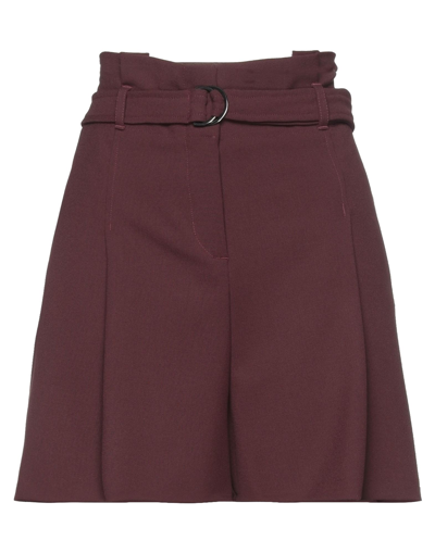 Attic And Barn Woman Shorts & Bermuda Shorts Burgundy Size 8 Polyester, Viscose, Elastane In Red
