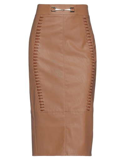 Elisabetta Franchi Midi Skirts In Camel