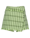 Msgm Tweed Shorts In Green White And Black In Green