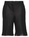 Burberry Wool Shorts With Frayed Edges In Black