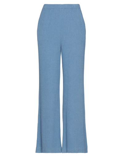 Merci .., Woman Pants Azure Size M Viscose, Polyester, Nylon, Elastane In Blue