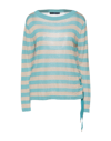 BLUE LES COPAINS BLUE LES COPAINS WOMAN SWEATER TURQUOISE SIZE 10 VISCOSE, POLYAMIDE, METALLIC FIBER