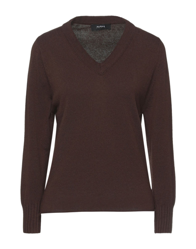 Alpha Studio Sweaters In Brown