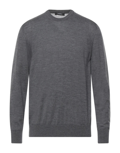 Alpha Studio Sweaters In Steel Grey