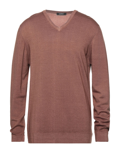 Alpha Studio Sweaters In Brown