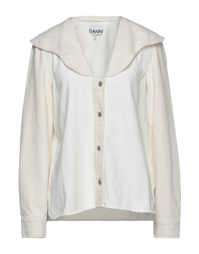 Ganni Denim Outerwear In White