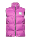 Palm Angels Fuchsia Pink Logo-patch Padded Gilet In Mauve