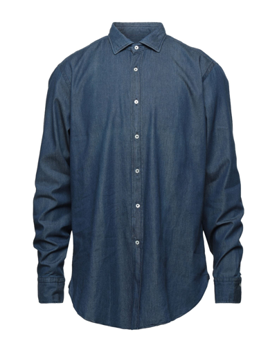 Mp Massimo Piombo Denim Shirts In Blue