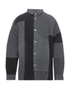 Ambush Logo-embroidered Patchwork Denim Shirt In Lead