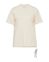 Off-white Woman T-shirt Beige Size L Cotton, Elastane