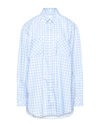 BURBERRY BURBERRY WOMAN SHIRT SKY BLUE SIZE 10 COTTON