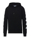 Golden Goose Cropped Black Hoodie With Star Graphics And Kangaroo Pocket In Black