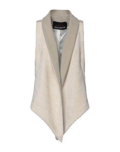 Collection Privèe Collection Privēe? Woman Tailored Vest Beige Size 8 Polyester, Nylon