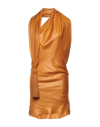 Bottega Veneta Tasseled Cintzed One-shoulder Top In Orange