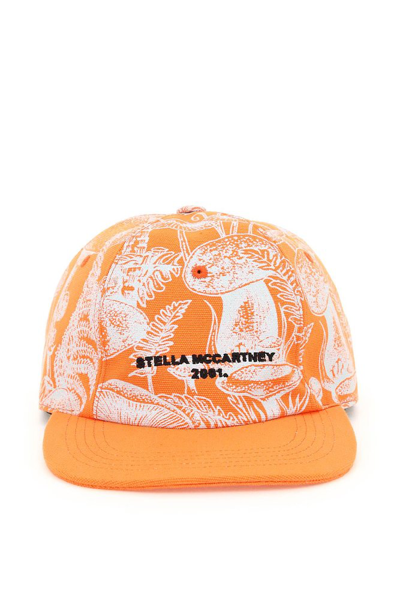 Stella Mccartney Mushrooms Print Baseball Cap In Bright Orange (orange)