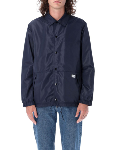 A.p.c. Logo-patch Shirt Jacket In Blue