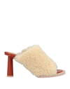 Jacquemus Woman Sandals Ivory Size 5 Shearling In White
