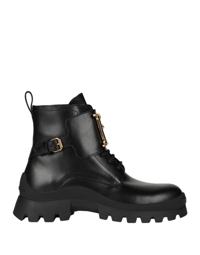 Dsquared2 Woman Ankle Boots Black Size 6.75 Calfskin