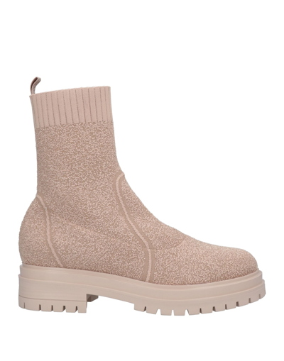 GIANVITO ROSSI GIANVITO ROSSI WOMAN ANKLE BOOTS ANTIQUE ROSE SIZE 11 TEXTILE FIBERS