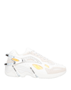 RAF SIMONS RAF SIMONS MAN SNEAKERS LIGHT GREY SIZE 9 SOFT LEATHER, TEXTILE FIBERS