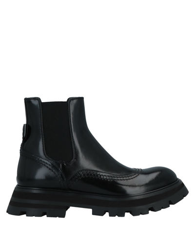 Alexander Mcqueen Woman Ankle Boots Black Size 5.5 Soft Leather In Multi