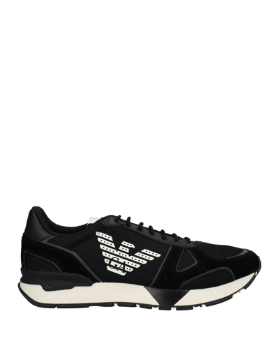 Emporio Armani Trainers In Fabric And Leather In Black