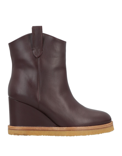 Ba&sh Cristina Leather Wedge Ankle Boots In Merlot