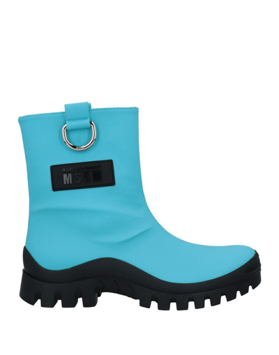 Msgm Ankle Boots In Blue